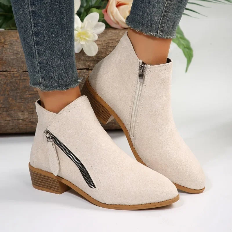 Women Ankle Boots Autumn Low Heels Boots Platform Sexy Ladies Khaki Pumps Boots Shoes 2023 New Winter Womens Boots