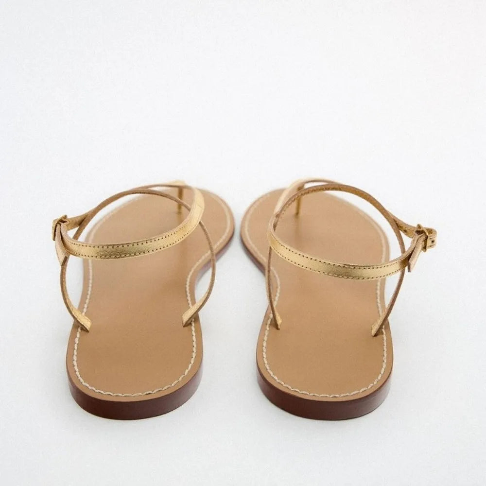 Flat Sandals for Women 2025 Summer Featuring A Simple and Fairy Like Style with A Single Strap and Clamped Toe Sandals for Women