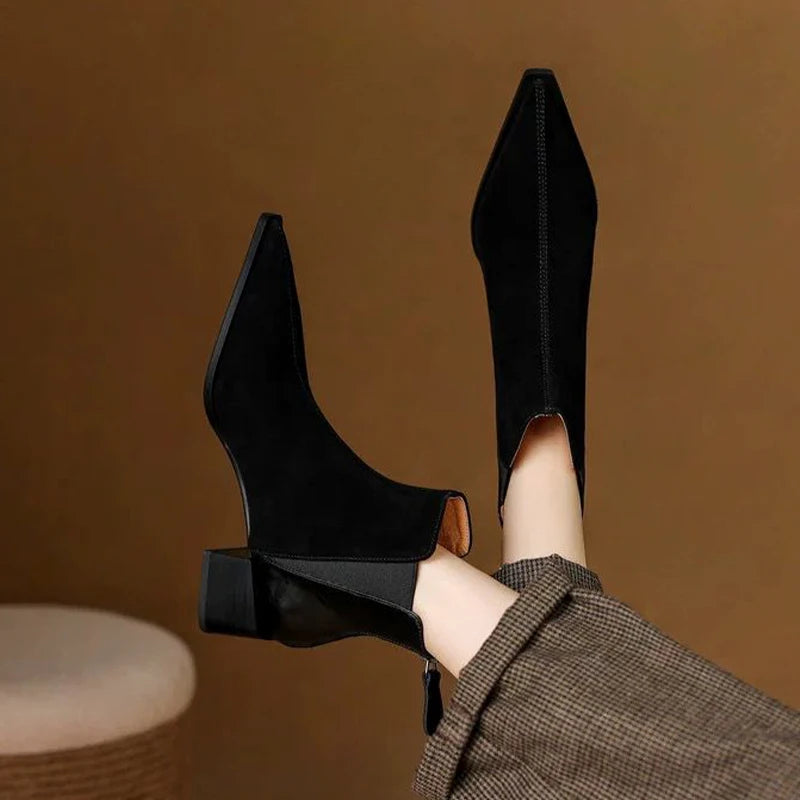 Ankle Boots for Women High Heels Fashion Dress Shoes Chunky Designer Luxury Pumps 2025 Winter New Elegant Short Botas De Mujer