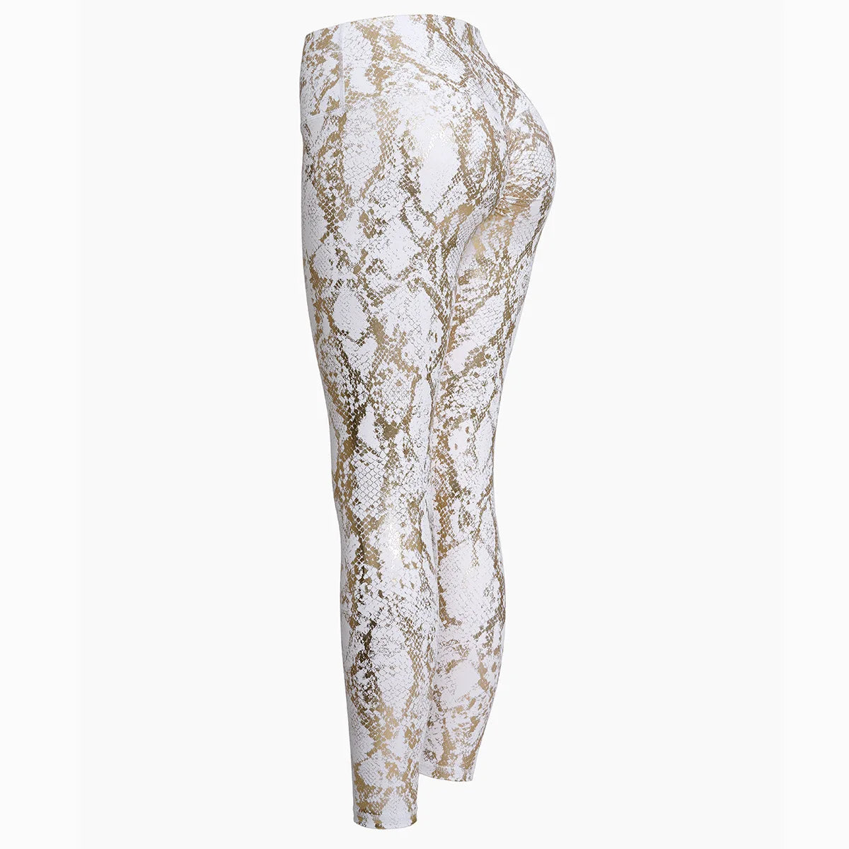 Skin Tight Stretch Gold-Foil Yoga Pants European-Style Cross-Border Snake Print Peach-Butt Fitness Pants High-Waisted Slimming
