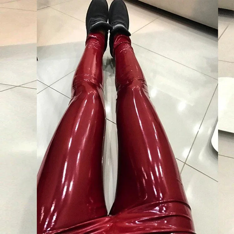 Women Pu Leather Black Pants Leggings High Waist Sexy Elastic Skinny Push Up Leggings Stretch Jeggings Women Legings Costumes