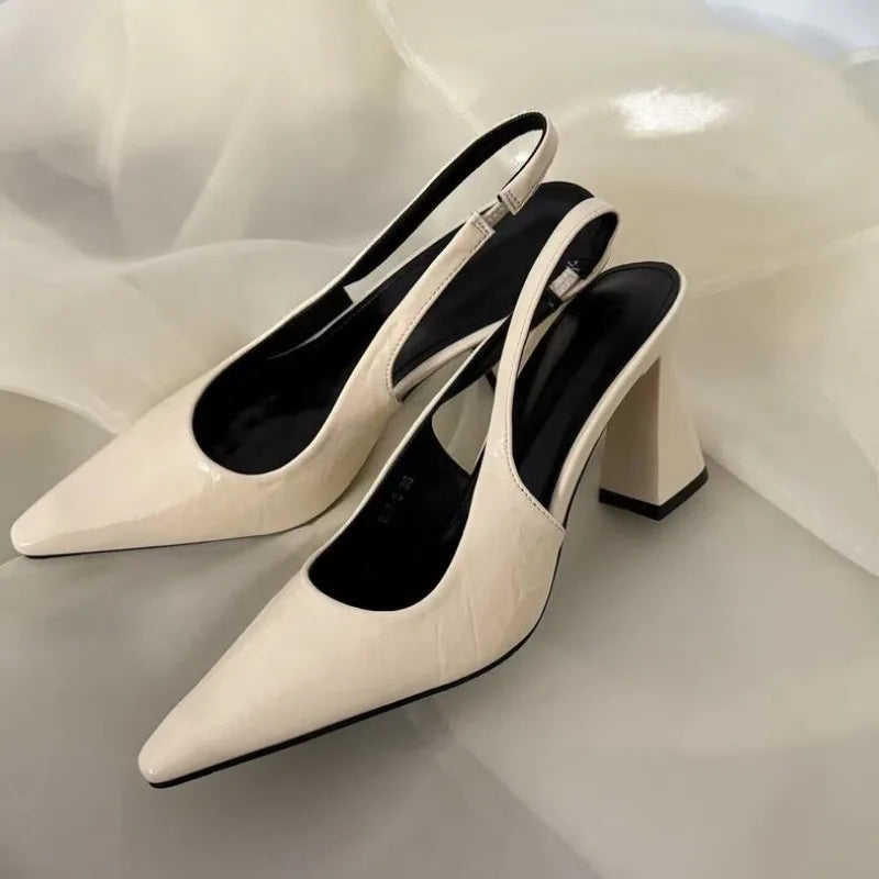Block Heels Clear Sandals Female Shoe Chunky Girls Pointed Closed Fashion Comfort High Retro Open Pumps Scandals Toe Open Shoes
