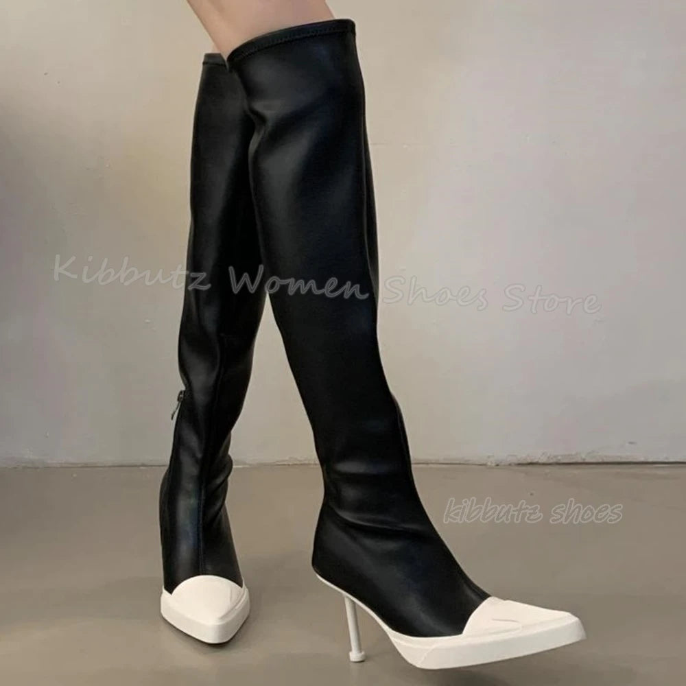 Ankle Boots Genuine Leather Mixed Color Fashion Concise Elegant Sexy Novelty Women Shoes Newest Thin Heels Pointed Toe Slip-On