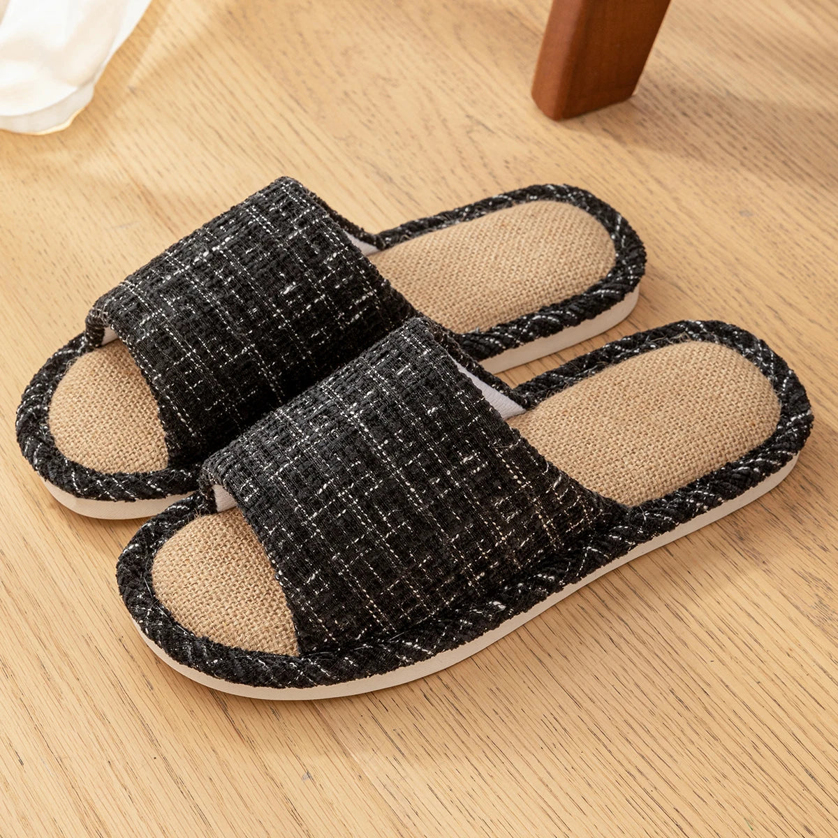 Linen Women Home Slippers Summer Beach Soft Sandals Breathable Comfortable Soft Non-Slip Slides Indoor Outdoor Men Slippers