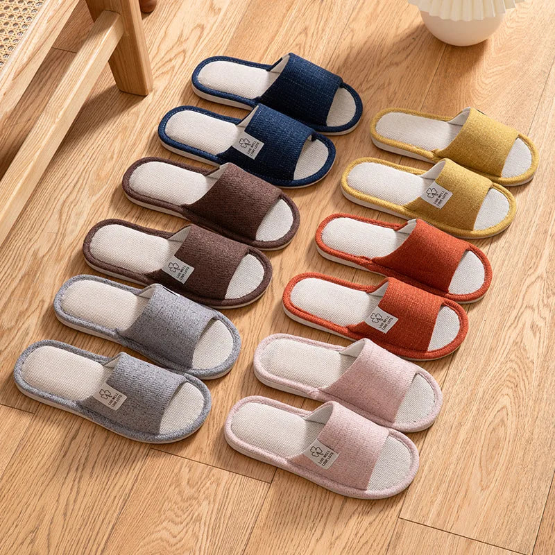2025 Linen Home Slippers Soft Sole Silent Breathable Shoes in Spring Cotton and Linen Slippers for All Seasons Anti Slip Indoor