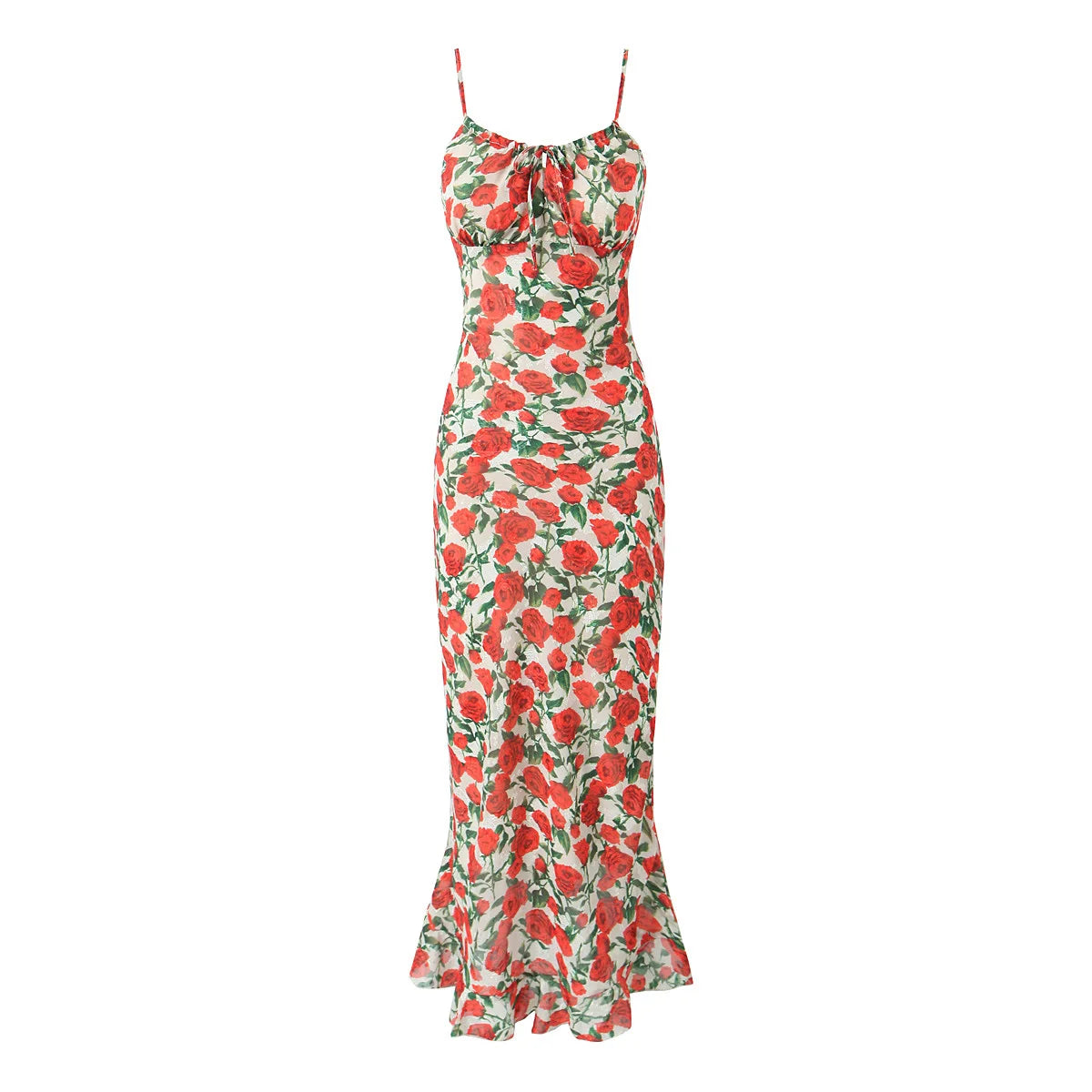 Midi Dresses For Women 2025 Summer Bodycon Midi Dresses Sexy Long Dress Elegant Black Floral Dress Front Tie Vintage Clothes