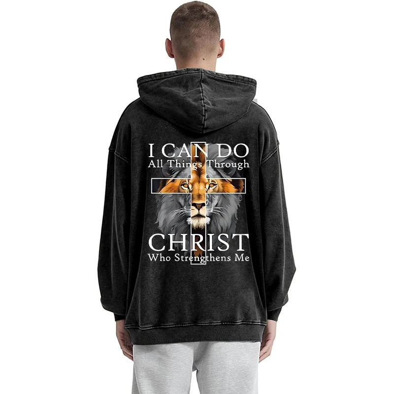 Christian Lion Faith Hoodie 100% Cotton Christmas Gift Fashion Casual Pullover Hoodie Men Women's Hooded Sweatshirt Unisex Top