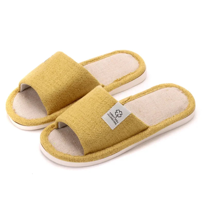 2025 Linen Home Slippers Soft Sole Silent Breathable Shoes in Spring Cotton and Linen Slippers for All Seasons Anti Slip Indoor
