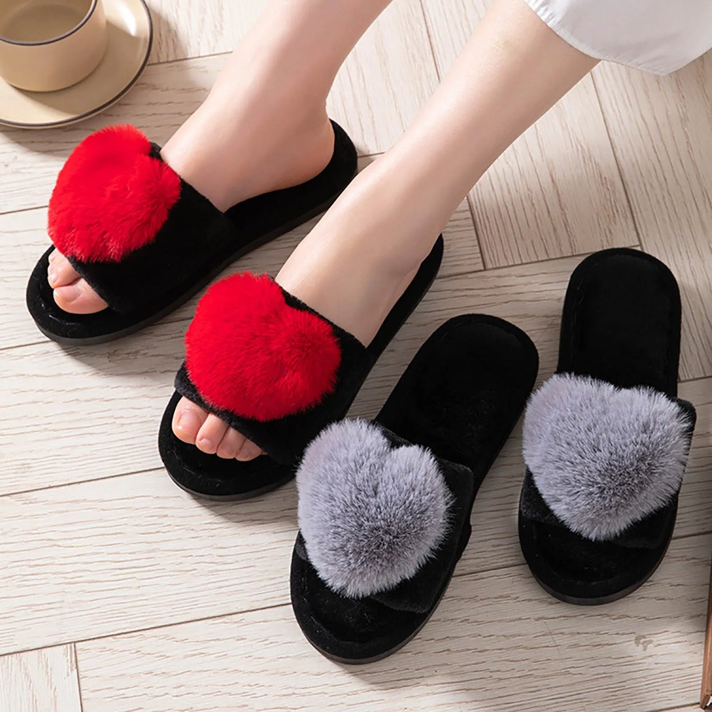 Women'S Slippers Love Plush Cute Home Leisure Slippers Soft And Cute Bedroom Wear Warm And Comfortable For Daily Home