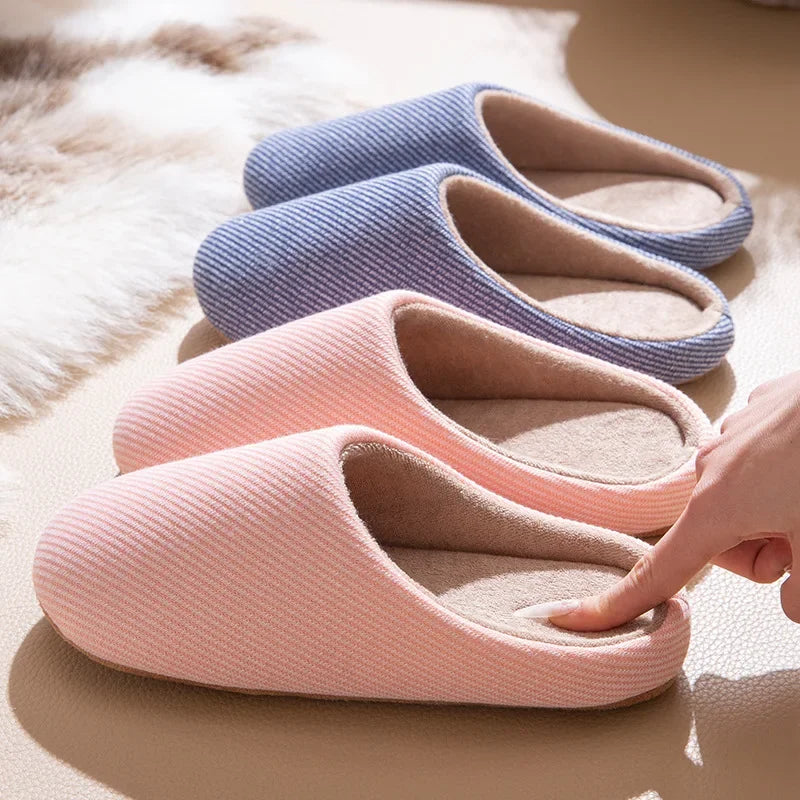 Men Home Slippers Women Soft Slipper Warm Indoor Slides Non-slip Couples Floor Shoes Autumn Spring Bedroom Light Slient Flats