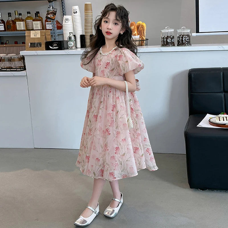 summer Elegant Flower Princess Dresses vestidos elegantes para mujer kids girls dress clothes vestido verano 12 14 enfant fille