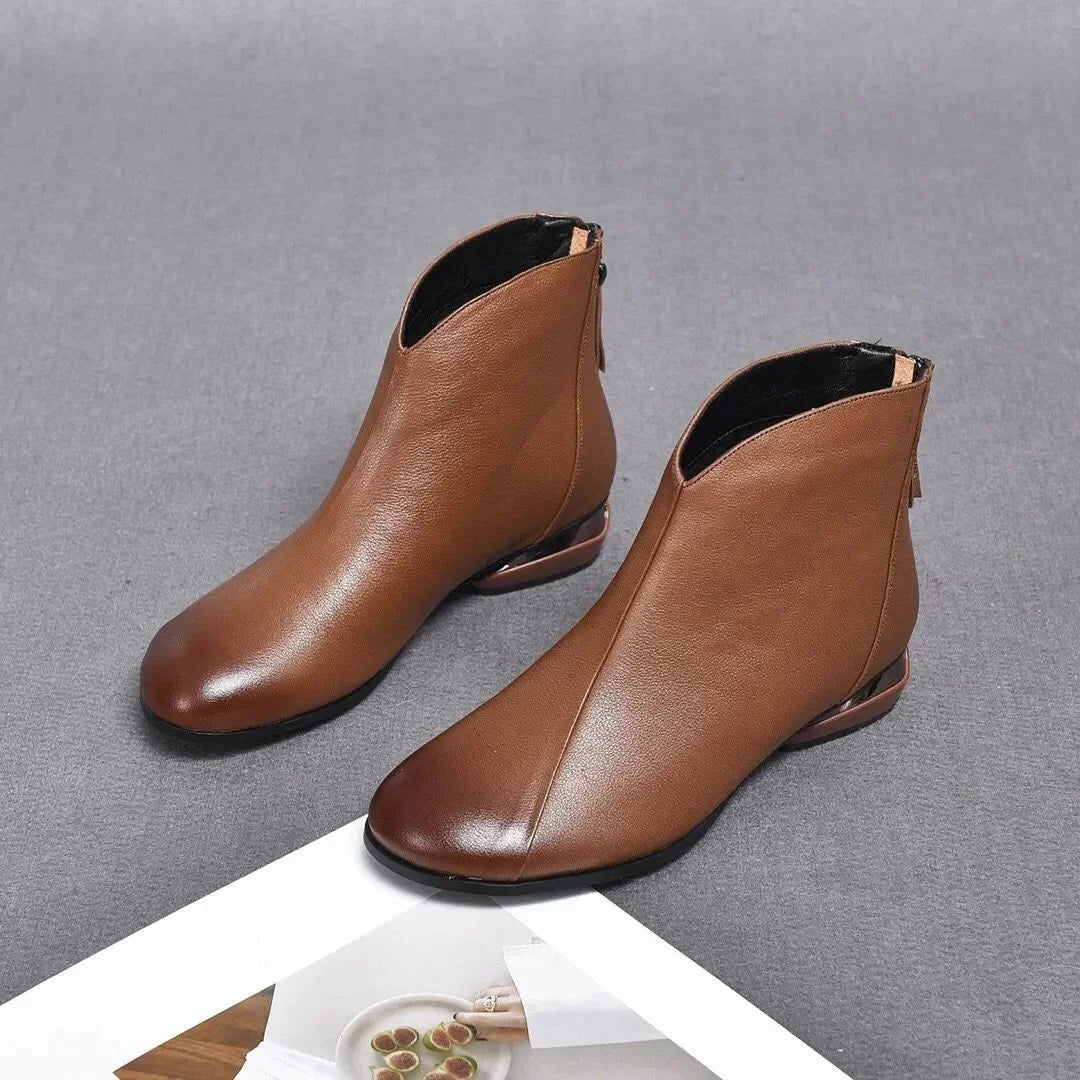 Ankle Boots Ladies England Ladies Autumn Winter Short Boats Women Casual Daily Comfort Pu Leather Low Heel Casual Women's Shoes