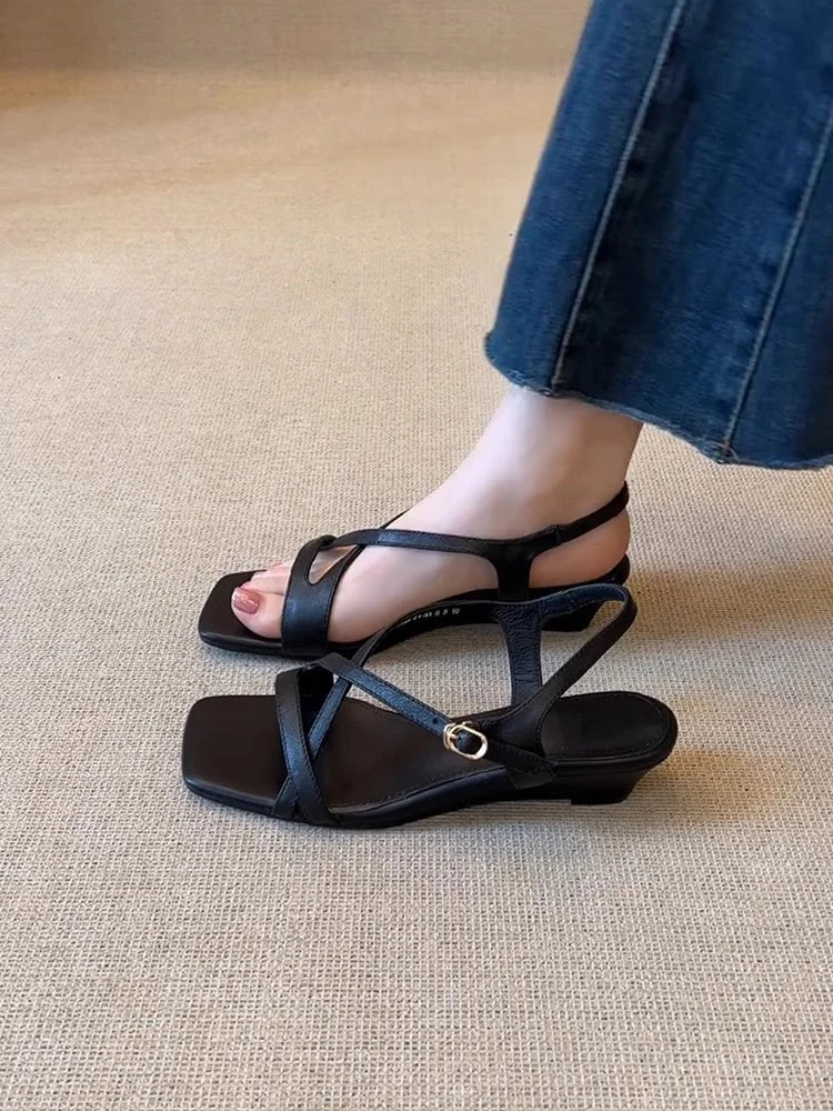 Wedge Sandals for Summer Outer Wear, High-End Style with Skirts, Versatile, Beautiful and Non-Tiring Roman Shoes