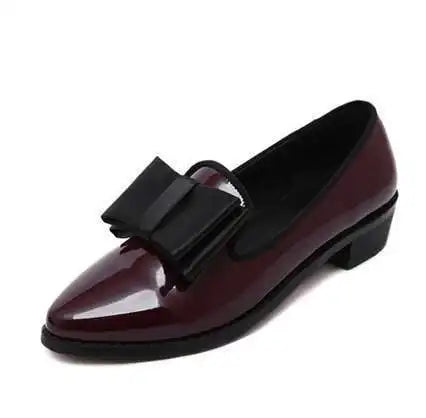 Flats Shoes Pointed Toe Women Bow Women Shoes Patent Leather Casual Single Summer Ballerina Women Shallow Mouth Shoes