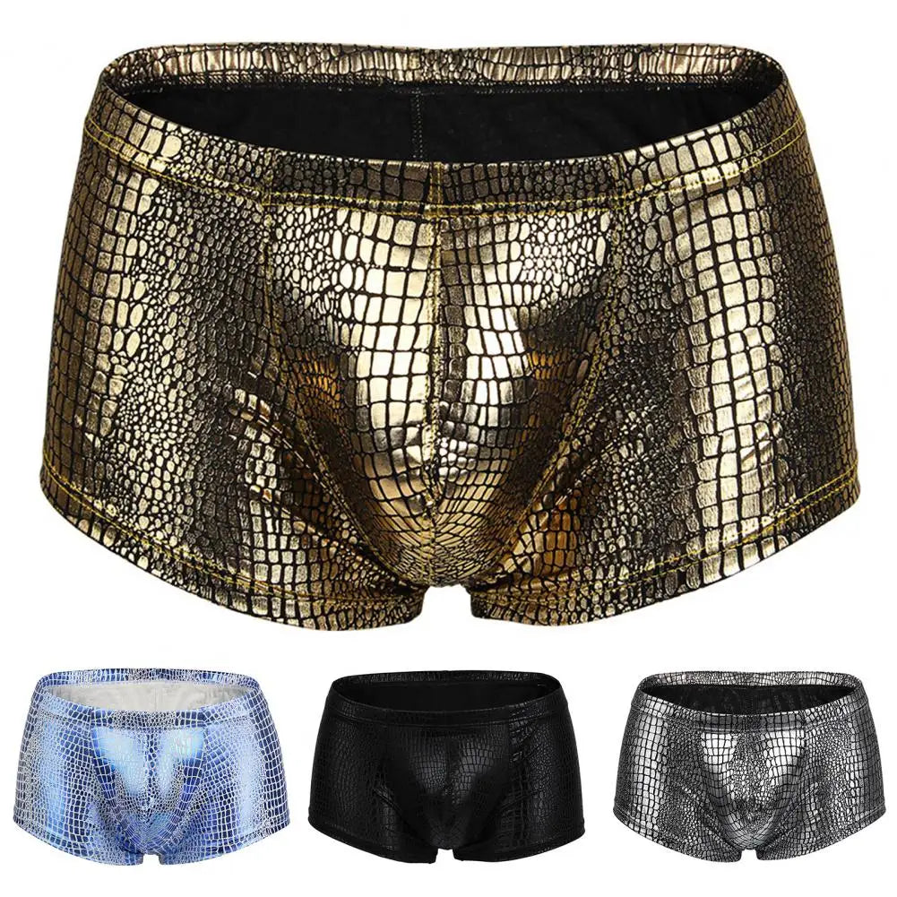 Snake Skin Pattern Boxer Shorts Men's Underwear Underpants Breathable Sexy Slim Panties Male Underpants Lingerie L-6XL