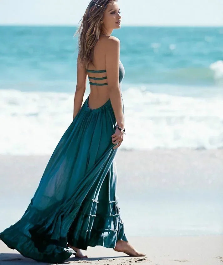 sexy backless sleeveless maxi dresses women vintage 2025 boho Beach wear summer dress long cotton Rayon Casual vestidos robe