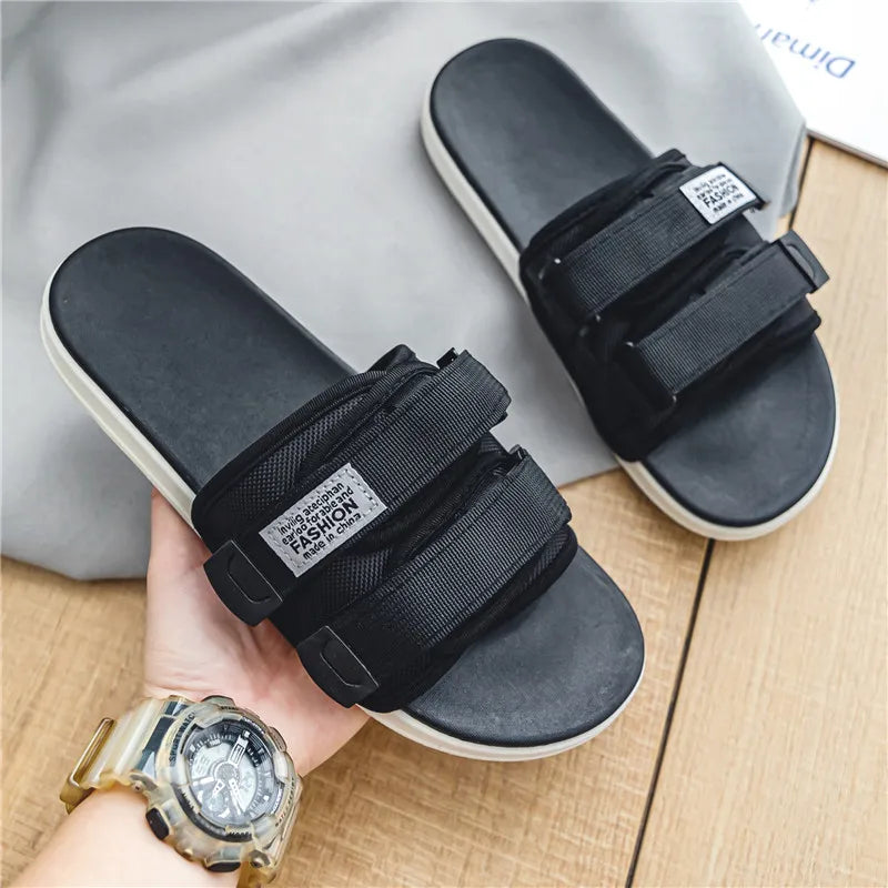Men's Outdoor Slippers Indoor Casual Slippers Non-slip Soft Bottom Hook Loop Slippers Fashionable Beach Summer Sandals Flip-flop