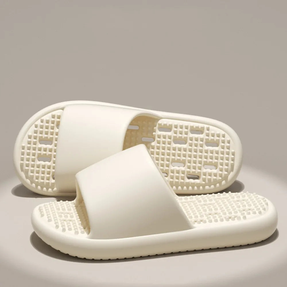 Soft Anti Slip Flat Slippers Anti Odor Hollow Slides Sandals Beachwear Shoes Open-toe Slippers Women Men Indoor