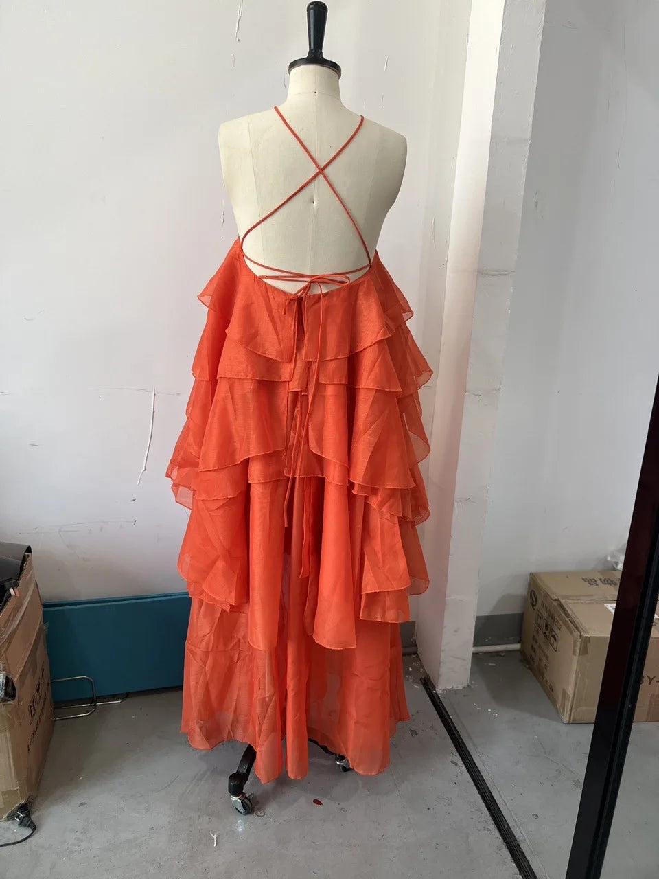 Elelgant 3d Floral Maxi Dress Loose Pleated Hem Halter Robes Sleeveless Ruffles Edge Party Vestidos Lady Summer Gown Clothes