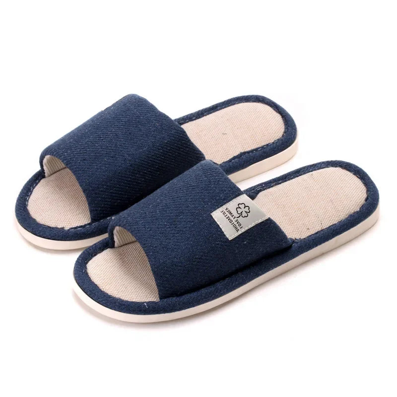 2025 Linen Home Slippers Soft Sole Silent Breathable Shoes in Spring Cotton and Linen Slippers for All Seasons Anti Slip Indoor