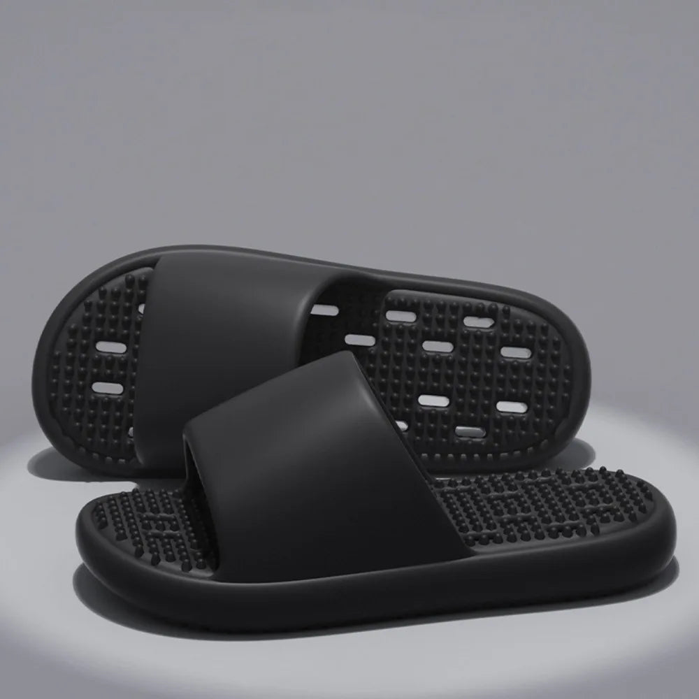 Soft Anti Slip Flat Slippers Anti Odor Hollow Slides Sandals Beachwear Shoes Open-toe Slippers Women Men Indoor