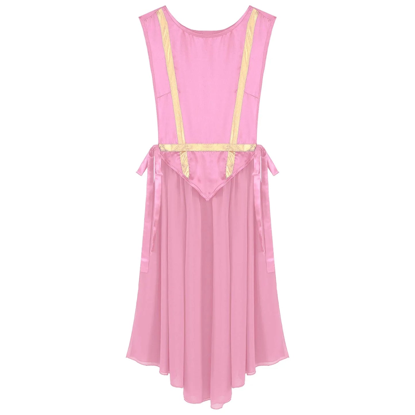 Women Liturgical Worship Dance Tunic Dress Church Praise Costume Sleeveless Lace-up Sides Split Satin Long Dress Choir Robe