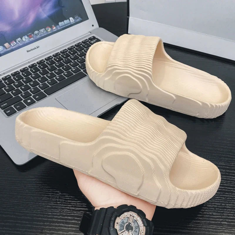 Soft Home Slippers Couple Summer Indoor Skid Proof Bathroom Slippers Sandals Hotel Solid Color Men Women Flip Flops Flat Shoes