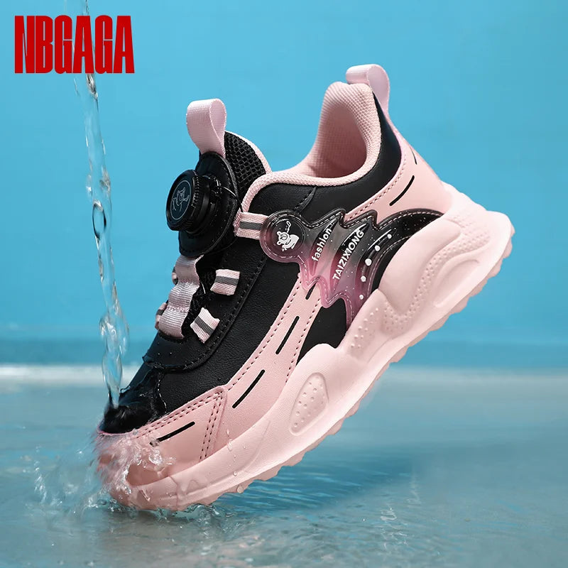 Leather Girls Sneakers Chunky Sole Lightweight School Shoes Girls Non Slip Comfy Casual Walking Running Sneakers