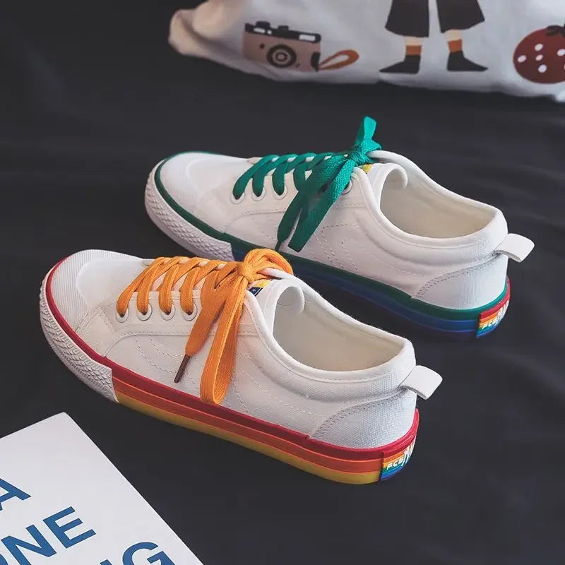White Canvas Shoes for Women Spring Autumn Black Light On Sale High Quality Designer Luxury Stylish Casual Offer Woman Footwear