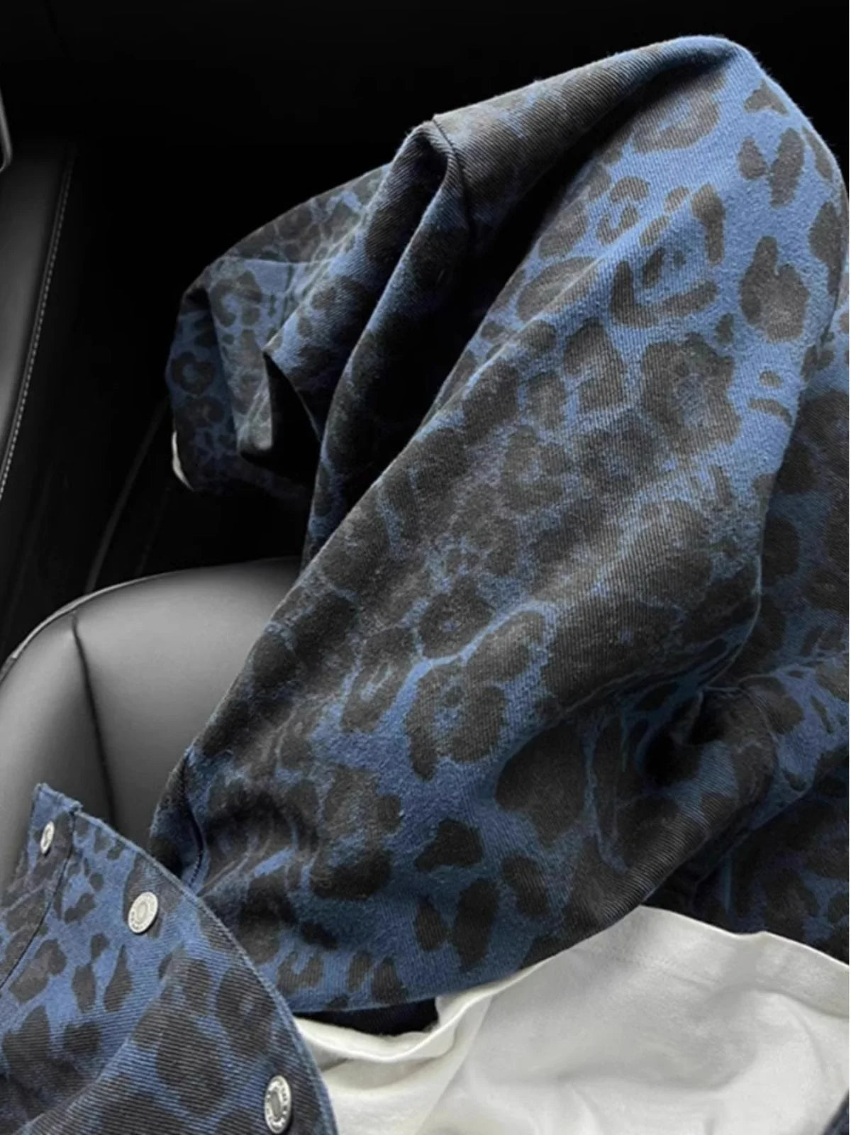 Retro American Leopard Print Men's Jeans High Street Design Sensation Spring Autumn Straight Knife Flared Pants