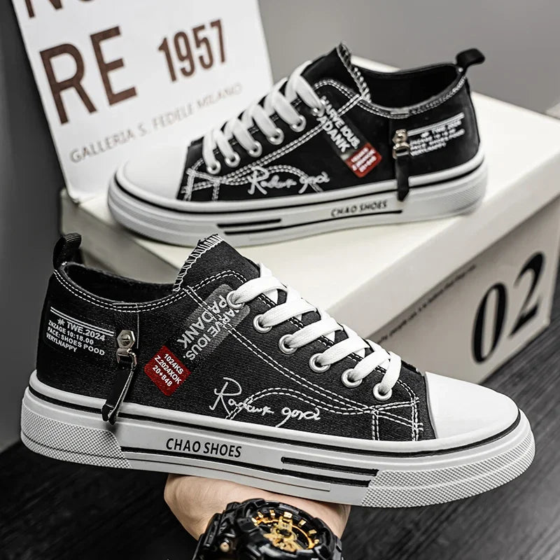 2025 Men's Canvas Fashion Buckled Canvas Sneakers Lightweight and Non-Slip Skateboarding Comfortable Casual Workwear For Men