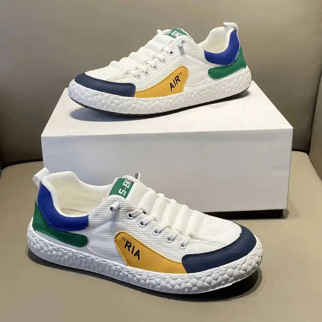 2025 New Canvas Sneakers - Breathable Air Cushion Shoes Chunky Sole Stylish Color-blocked Design for Men Daily Walking