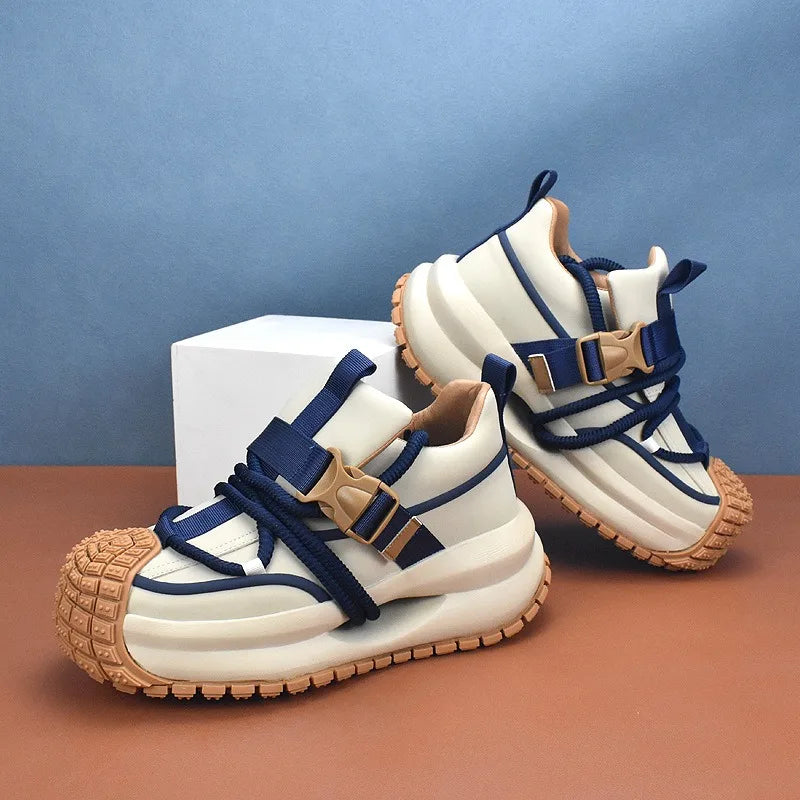 Chunky Sneakers Mens Designer Hollow Sole Running Shoes Fashion Casual Split Leather Upper Height Increased Platform Sport Shoes
