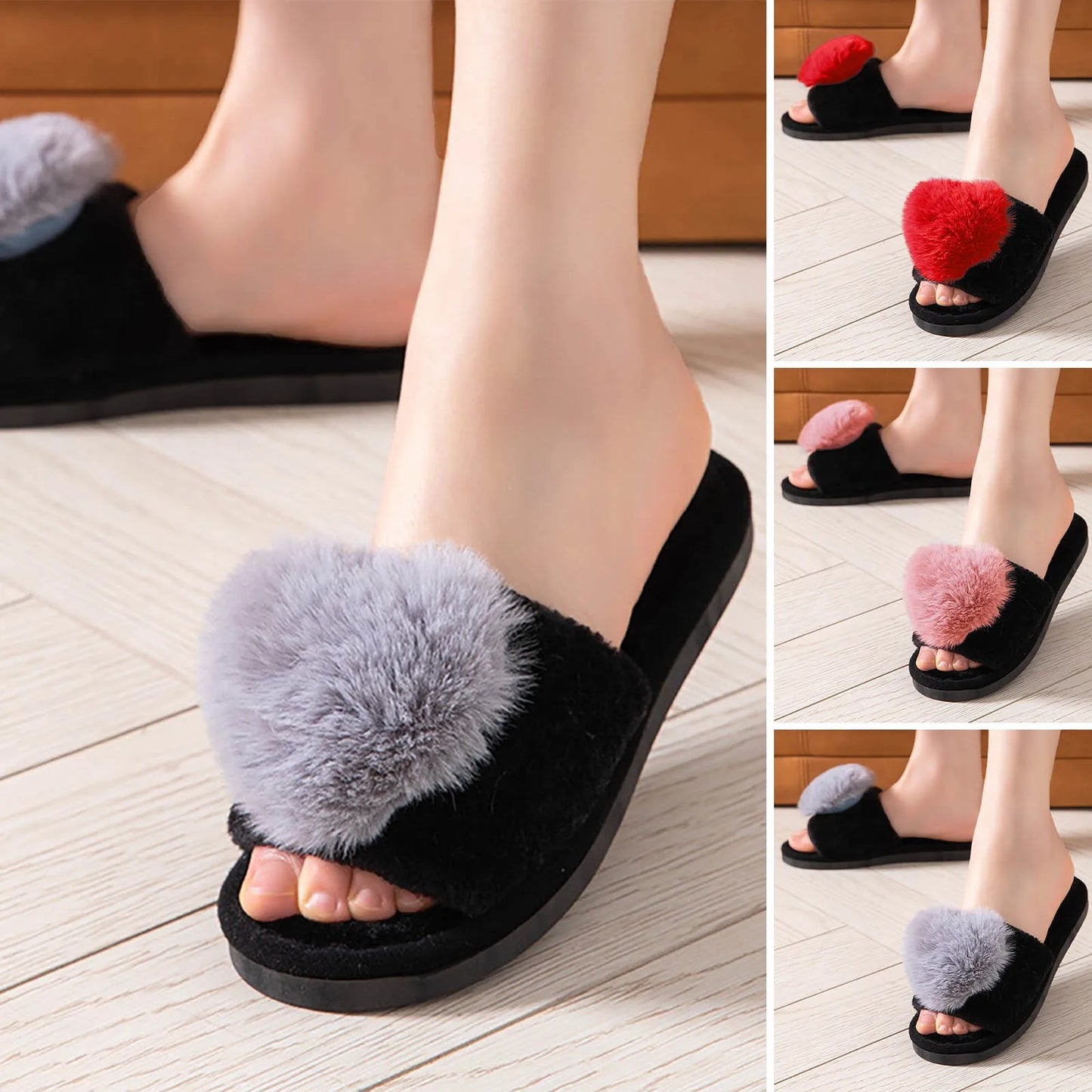 Women'S Slippers Love Plush Cute Home Leisure Slippers Soft And Cute Bedroom Wear Warm And Comfortable For Daily Home