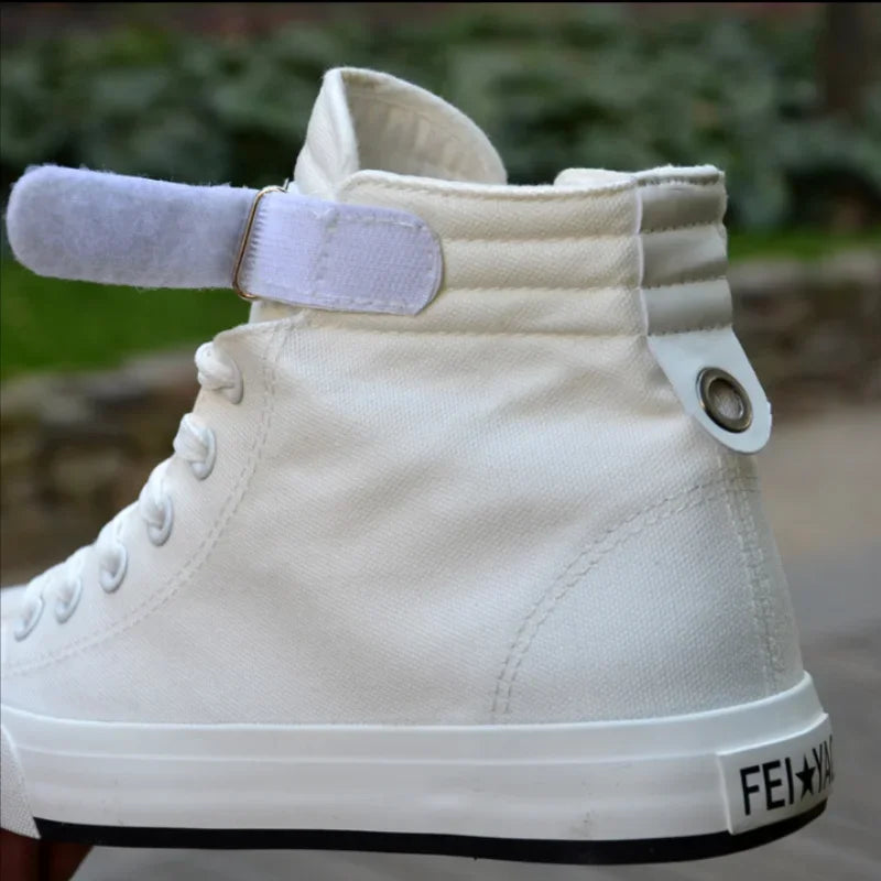 White Canvas Shoe 2025 Summer New Mens Sneakers Fashion Breathable Sneaker Non-slip Flat Casual Men Shoes High Top