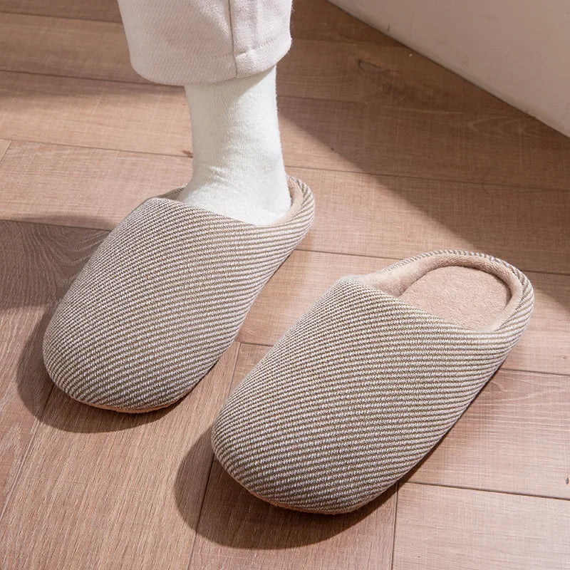 Men Home Slippers Women Soft Slipper Warm Indoor Slides Non-slip Couples Floor Shoes Autumn Spring Bedroom Light Slient Flats