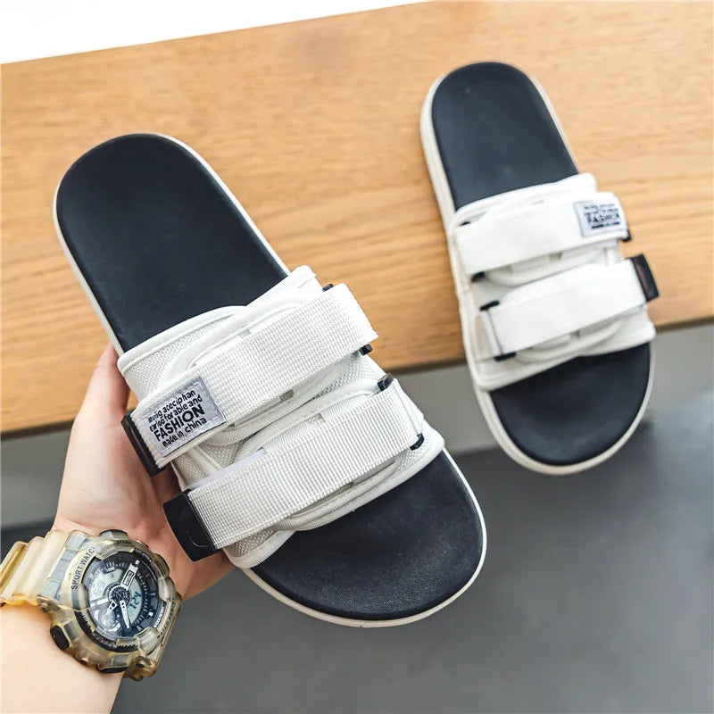 Men's Outdoor Slippers Indoor Casual Slippers Non-slip Soft Bottom Hook Loop Slippers Fashionable Beach Summer Sandals Flip-flop
