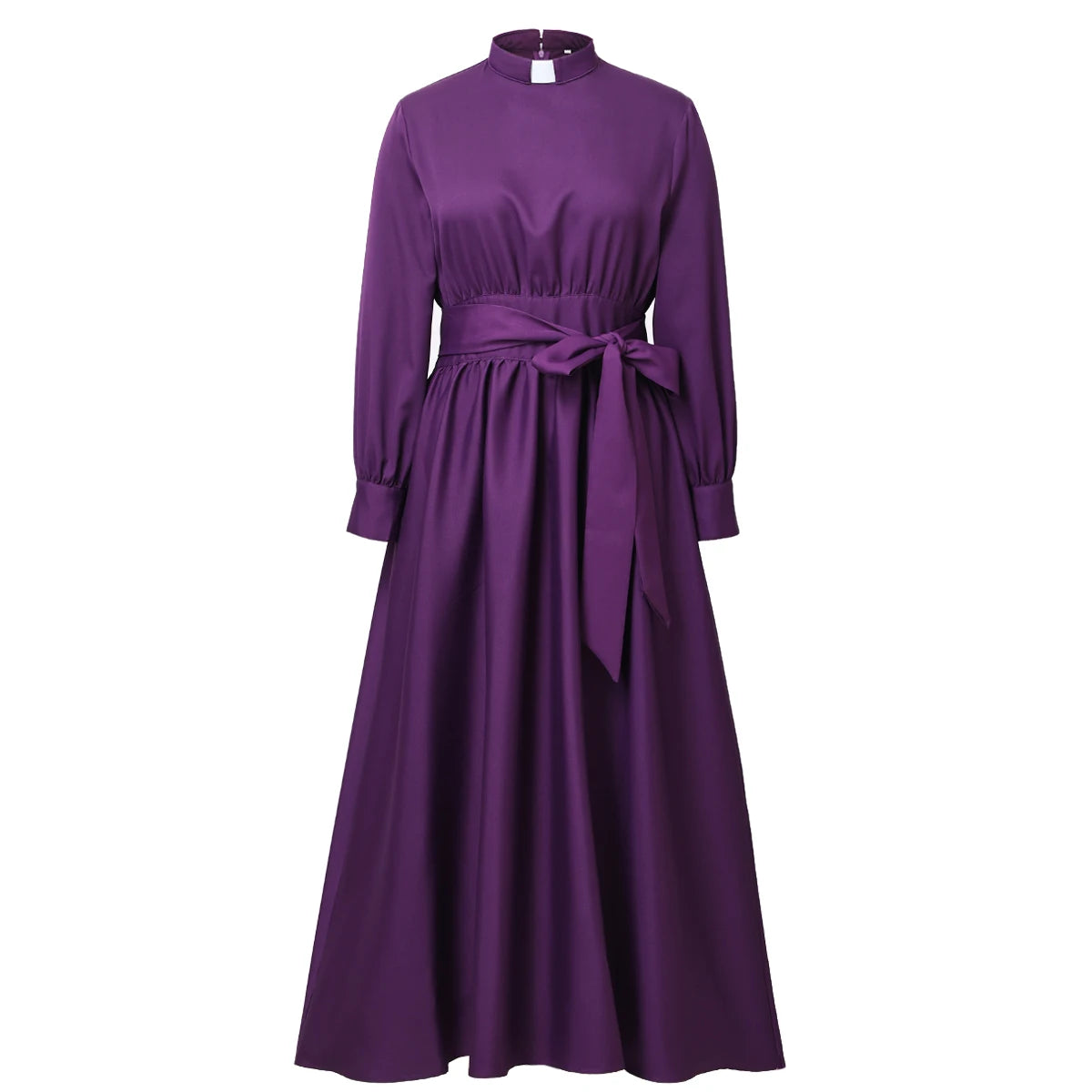 Clergy Dresses for Women Minister Liturgical Praise Dress Maxi Length Tab Collar Robe Worship Costume