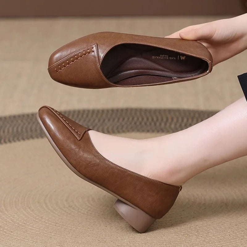 2025 Women's Slip-On Loafers Low Heel Comfort Shoes Breathable Work Flats for Elderly Non-Slip Casual