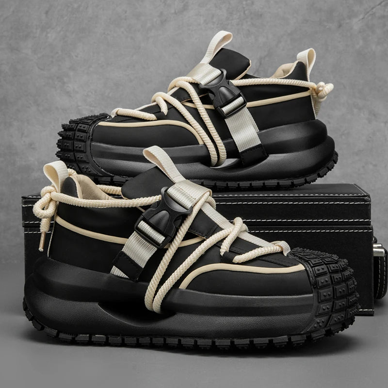 Chunky Sneakers Mens Designer Hollow Sole Running Shoes Fashion Casual Split Leather Upper Height Increased Platform Sport Shoes