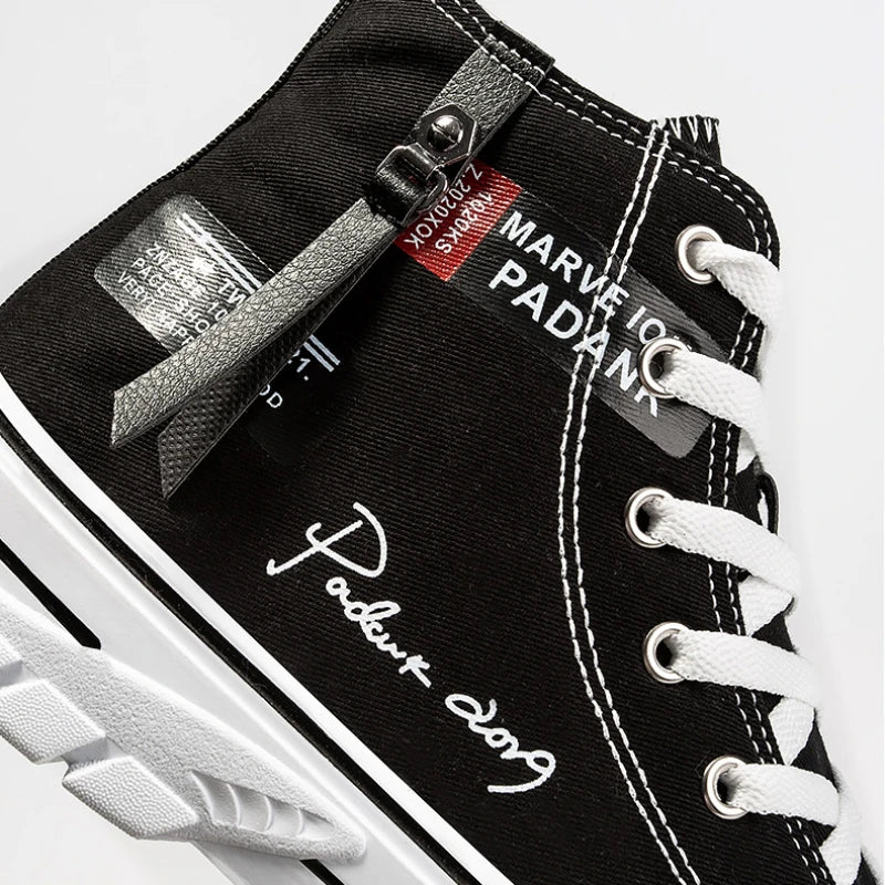 2025 New Men's Sneakers Breathable High Top Canvas Shoes for Men Korean version Fashion Men's Casual Shoes Platform Tennis Shoes