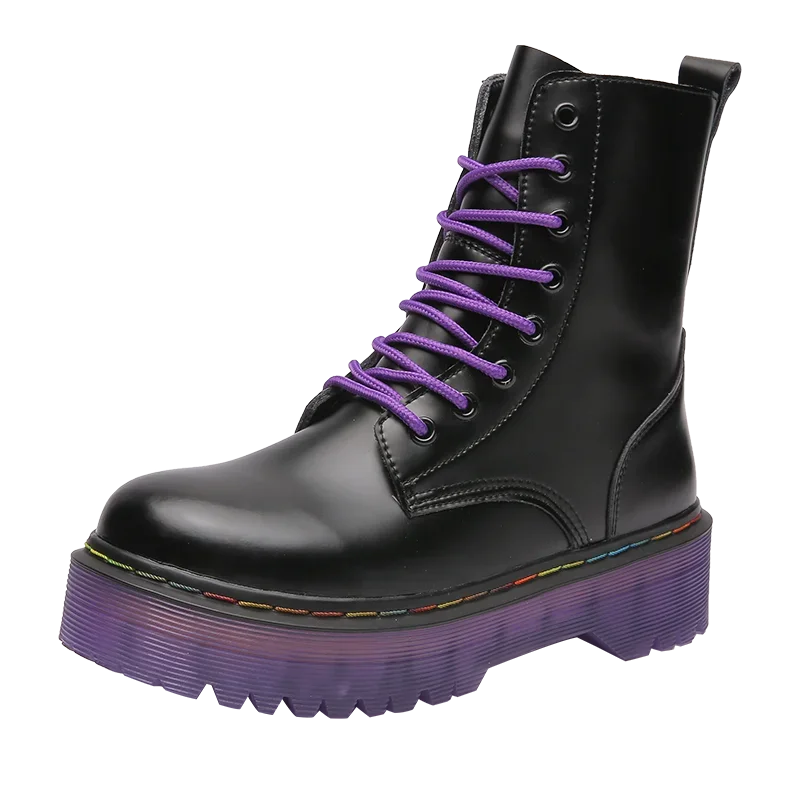 Ankle Boots for Woman 2025 New Women Increased Boots Fashion Genuine Leather PurpleCasual Motorcycle Luxury Shoes