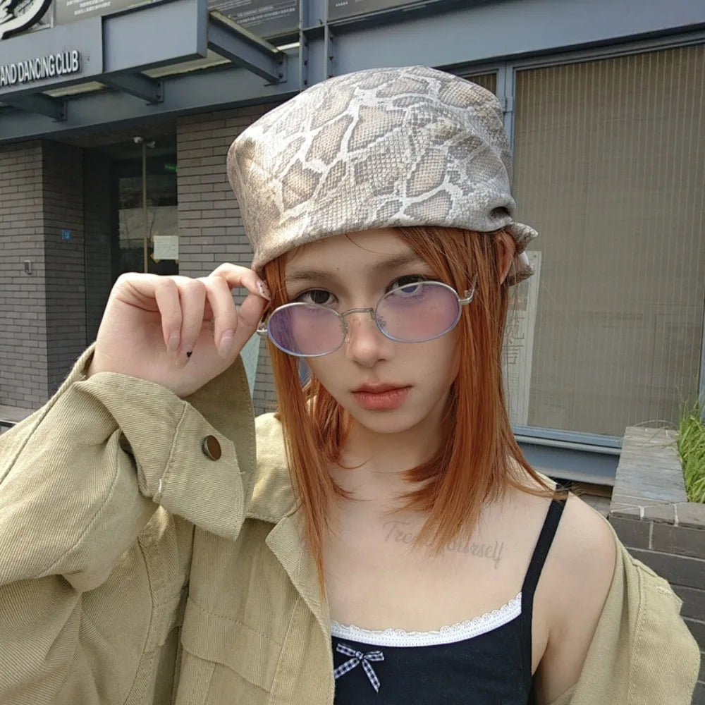 Headwear Y2K Snake Print Hair Scarf Soft Hip Hop Serpentine Hair Band Turban Square Snake Punk Bandana Girls