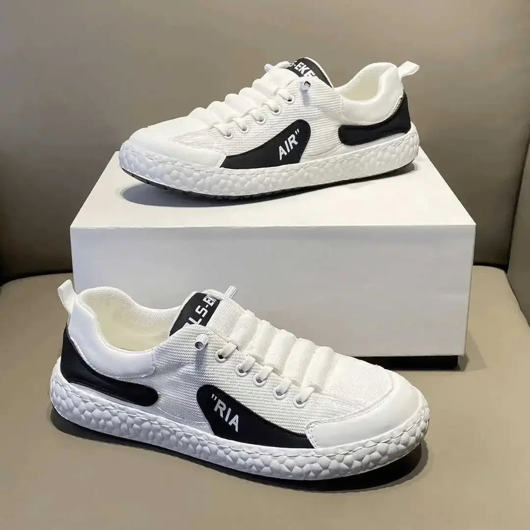 2025 New Canvas Sneakers - Breathable Air Cushion Shoes Chunky Sole Stylish Color-blocked Design for Men Daily Walking