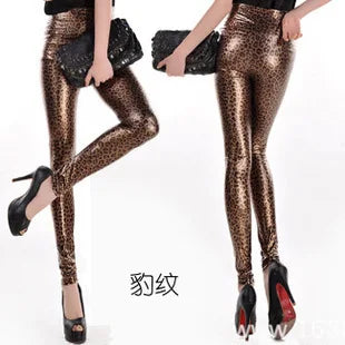 Fashionable slim pants with leopard print and sexy snake like pattern cropped pants Slimming high waisted leggings