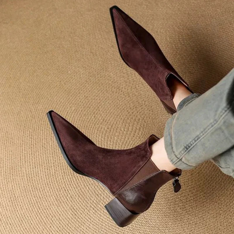 Ankle Boots for Women High Heels Fashion Dress Shoes Chunky Designer Luxury Pumps 2025 Winter New Elegant Short Botas De Mujer