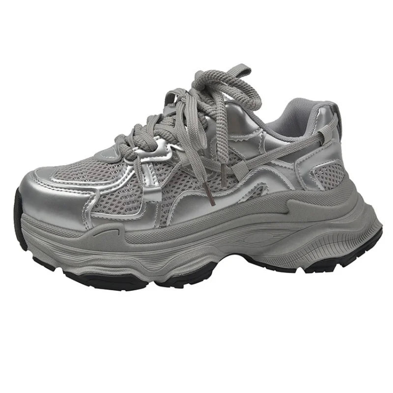 Chunky Platform Sneakers for Women Spring Fashion Thick Sole Vulcanized Shoes Woman Non Slip Mesh Breathable Casual Sports Shoes