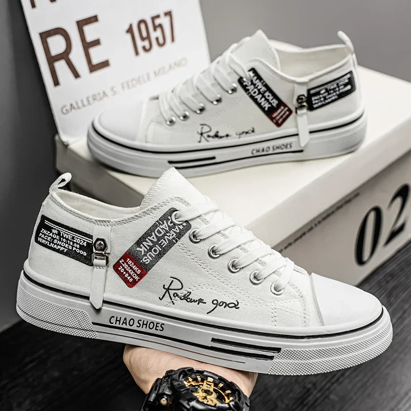 2025 Men's Canvas Fashion Buckled Canvas Sneakers Lightweight and Non-Slip Skateboarding Comfortable Casual Workwear For Men