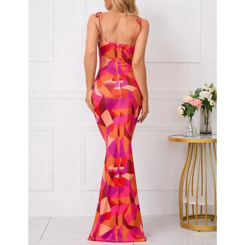 Sexy V-Neck Maxi Dress Elegant Vintage Floral Printed Party Dress Spring Summer Holiday Style Dresses For Womene Vestido