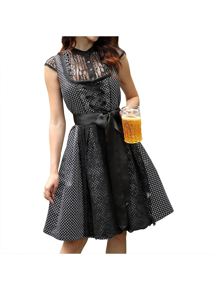 Women's Midi Costume Dress 2-Piece Including Dirndl Dress Dirndl Apron Dirndl Blouse for Oktoberfest